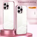 For iPhone 15 Pro Max Transparent Plating Fine Hole Phone Case(Pink)