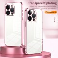 For iPhone 14 Pro Transparent Plating Fine Hole Phone Case(Pink)