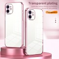 For iPhone 12 Transparent Plating Fine Hole Phone Case(Pink)