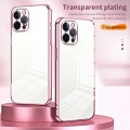 For iPhone 12 Pro Transparent Plating Fine Hole Phone Case(Pink)