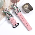 For Apple Watch Ultra 2 49mm Paracord Genuine Leather Watch Band(Pink Camo)