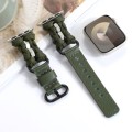 For Apple Watch 38mm Paracord Genuine Leather Watch Band(Army Green)