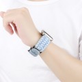 For Apple Watch Series 8 45mm Plain Paracord Genuine Leather Watch Band(Baby Blue)