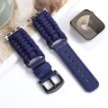 For Apple Watch Series 6 44mm Plain Paracord Genuine Leather Watch Band(Royal Blue)