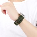 For Apple Watch Series 6 44mm Plain Paracord Genuine Leather Watch Band(Army Green)