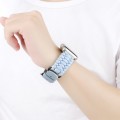 For Apple Watch Series 4 44mm Plain Paracord Genuine Leather Watch Band(Baby Blue)