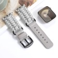For Apple Watch 42mm Plain Paracord Genuine Leather Watch Band(Grey)
