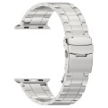 For Apple Watch SE 2023 44mm Safety Buckle Trapezoid Titanium Steel Watch Band(Silver)