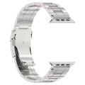 For Apple Watch Ultra 49mm Safety Buckle Trapezoid Titanium Steel Watch Band(Silver)