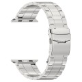 For Apple Watch Ultra 49mm Safety Buckle Trapezoid Titanium Steel Watch Band(Silver)