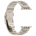 For Apple Watch SE 44mm Safety Buckle Trapezoid Titanium Steel Watch Band(Titanium)