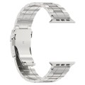 For Apple Watch SE 44mm Safety Buckle Trapezoid Titanium Steel Watch Band(Silver)