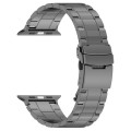 For Apple Watch Series 5 44mm Safety Buckle Trapezoid Titanium Steel Watch Band(Grey)
