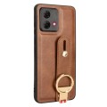 For Motorola Moto G84 5G Wristband Leather Back Phone Case(Brown)