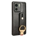 For Motorola Edge 40 Wristband Leather Back Phone Case(Black)