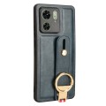 For Motorola Edge 40 Wristband Leather Back Phone Case(Blue)