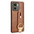 For Motorola Edge 40 Wristband Leather Back Phone Case(Brown)