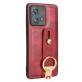 For Motorola Edge 40 Neo 5G Wristband Leather Back Phone Case(Red)