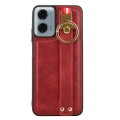 For Motorola Moto G 5G 2024 Wristband Leather Back Phone Case(Red)