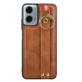For Motorola Moto G Play 5G 2024 Wristband Leather Back Phone Case(Brown)