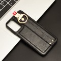 For Motorola Moto G Play 4G 2024 Wristband Leather Back Phone Case(Black)