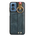 For Motorola Moto G Play 4G 2024 Wristband Leather Back Phone Case(Blue)