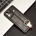 For Motorola Moto G14 Wristband Leather Back Phone Case(Black)