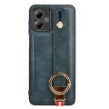 For Motorola Moto G14 Wristband Leather Back Phone Case(Blue)