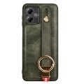 For Motorola Moto G14 Wristband Leather Back Phone Case(Green)