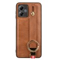 For Motorola Moto G14 Wristband Leather Back Phone Case(Brown)