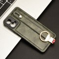 For Motorola Moto G34 Wristband Leather Back Phone Case(Green)