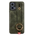 For Motorola Moto G34 Wristband Leather Back Phone Case(Green)