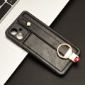 For Motorola Moto G54 5G Wristband Leather Back Phone Case(Black)