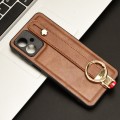 For Motorola Moto G54 5G Wristband Leather Back Phone Case(Brown)