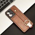 For Motorola Moto G04 / G24 Wristband Leather Back Phone Case(Brown)
