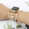 For Apple Watch Series 3 42mm Butterfly Chain Bracelet Metal Watch Band(Transparent Gold)