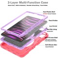 For iPad Air 2022 10.9 / Pro 11 2022 X Rotation PC Hybrid Silicone Tablet Case with Strap(Red Purple