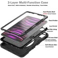 For iPad Air 2022 10.9 / Pro 11 2022 X Rotation PC Hybrid Silicone Tablet Case with Strap(Full Black