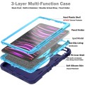 For iPad Air 2022 10.9 / Pro 11 2022 X Rotation PC Hybrid Silicone Tablet Case with Strap(Navy Sky B