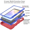 For iPad 10th Gen 10.9 2022 X Rotation PC Hybrid Silicone Tablet Case with Strap(Red Blue)