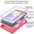 For iPad 10th Gen 10.9 2022 X Rotation PC Hybrid Silicone Tablet Case with Strap(Red Purple)