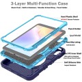 For iPad 10th Gen 10.9 2022 X Rotation PC Hybrid Silicone Tablet Case with Strap(Navy Sky Blue)