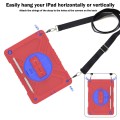 For iPad 10.2 2021 / 2020 / 2019 X Rotation PC Hybrid Silicone Tablet Case with Strap(Red Blue)