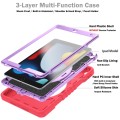 For iPad 10.2 2021 / 2020 / 2019 X Rotation PC Hybrid Silicone Tablet Case with Strap(Red Purple)