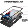 For iPad 10.2 2021 / 2020 / 2019 X Rotation PC Hybrid Silicone Tablet Case with Strap(Full Black)