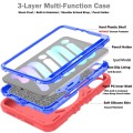 For iPad mini 6 X Rotation PC Hybrid Silicone Tablet Case with Strap(Red Blue)