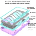 For iPad mini 6 X Rotation PC Hybrid Silicone Tablet Case with Strap(Purple Cyan)