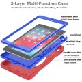 For iPad Air / Air 2 / 9.7 2018 / 2017 X Rotation PC Hybrid Silicone Tablet Case with Strap(Red Blue