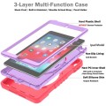 For iPad Air / Air 2 / 9.7 2018 / 2017 X Rotation PC Hybrid Silicone Tablet Case with Strap(Red Purp