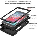For iPad Air / Air 2 / 9.7 2018 / 2017 X Rotation PC Hybrid Silicone Tablet Case with Strap(Full Bla